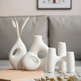 Nordic Ceramic Vase Set – Modern Minimalist Home Décor