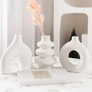 Nordic Ceramic Vase Set – Modern Minimalist Home Décor